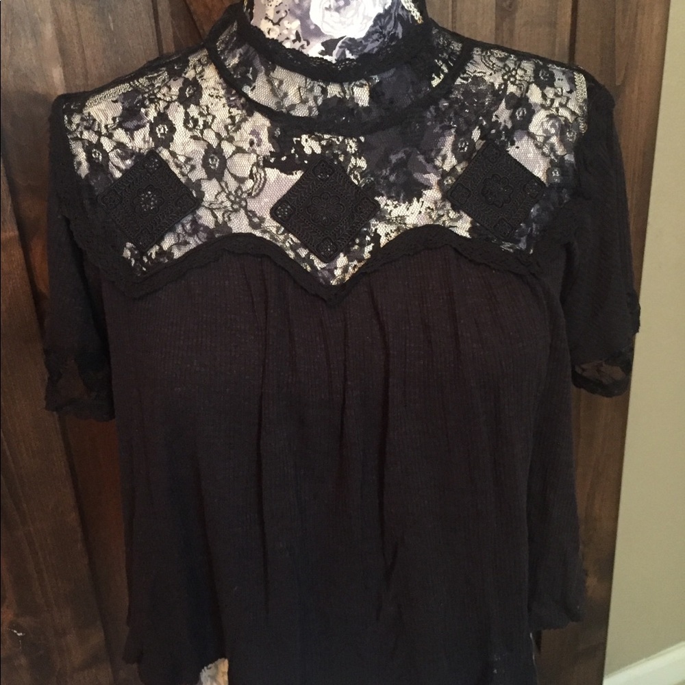 Free People Lace yoke top